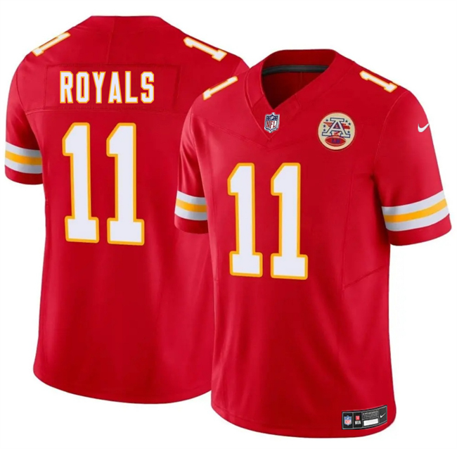 Men's Kansas City Chiefs #11 Jalen Royals Red 2025 Draft F.U.S.E. Vapor Limited Stitched Football Jersey