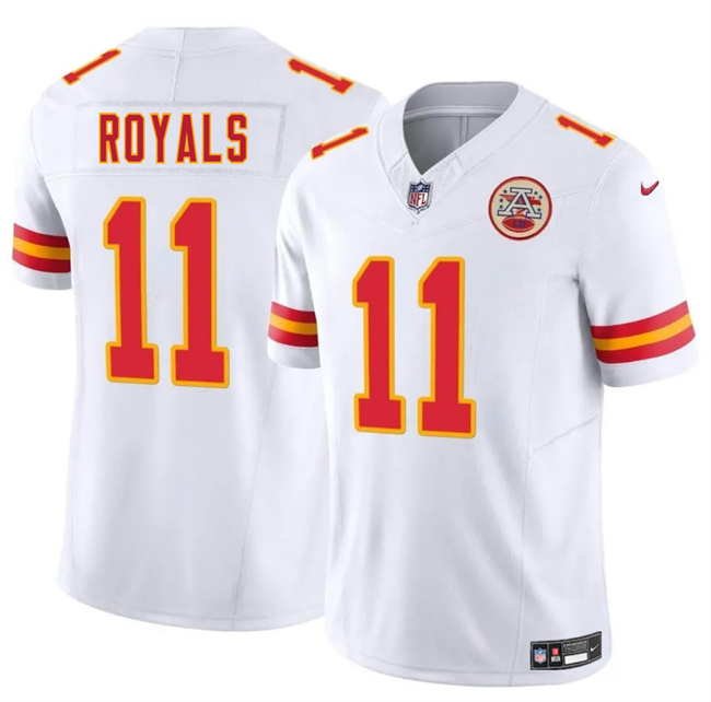 Youth Kansas City Chiefs #11 Jalen Royals White 2025 Draft F.U.S.E. Vapor Limited Stitched Football Jersey