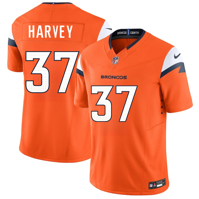 Youth Denver Broncos #37 RJ Harvey Orange 2025 Draft F.U.S.E. Vapor Limited Stitched Football Jersey