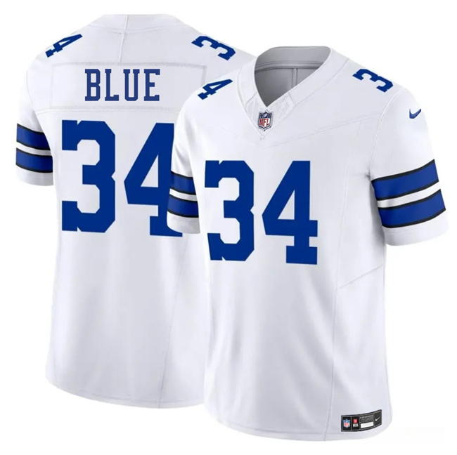 Men's Dallas Cowboys #34 Jaydon Blue White 2025 Draft F.U.S.E Vapor Limited Stitched Football Jersey