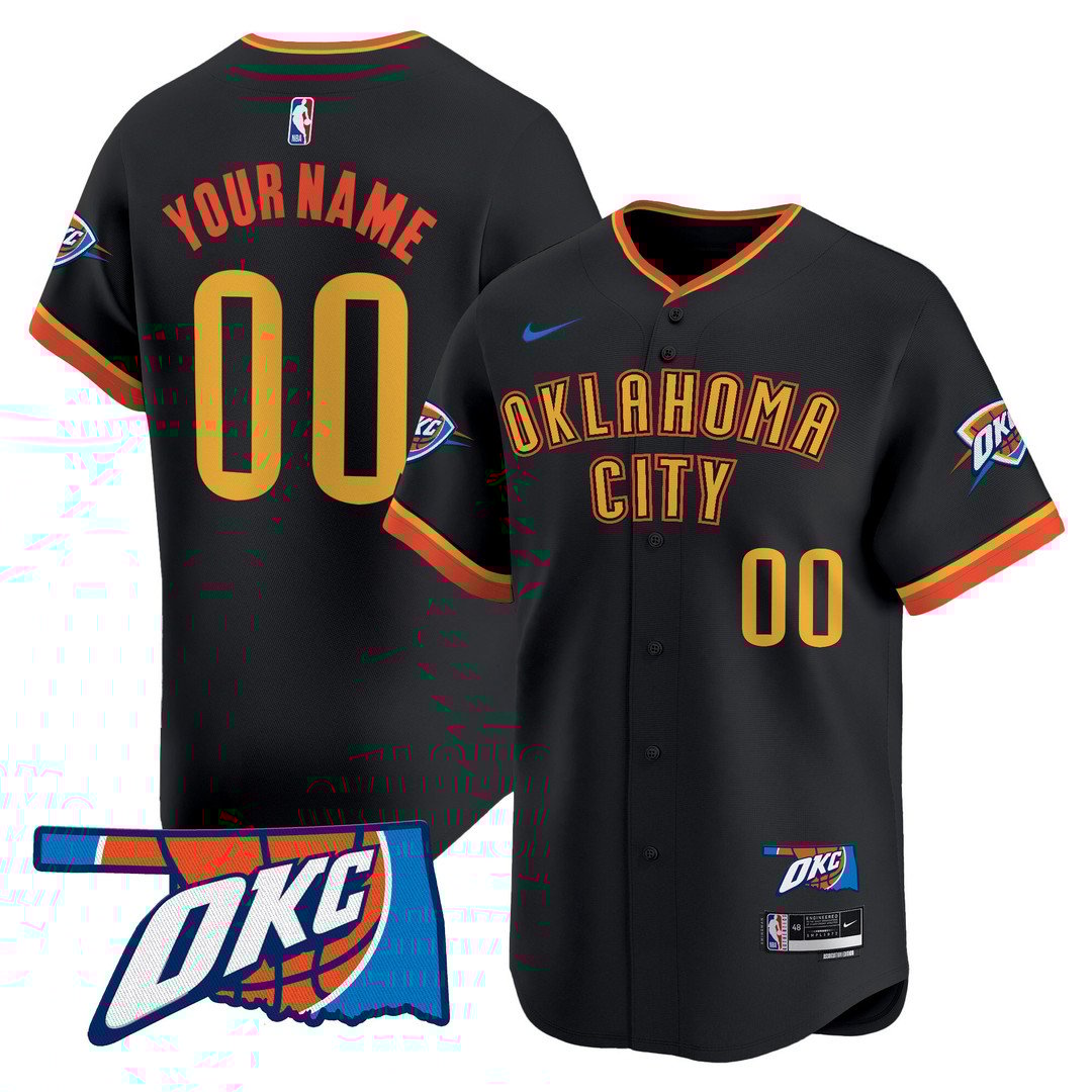 Oklahoma City Thunder Vapor Baseball Custom Jersey 24-25 City Black - All Stitched