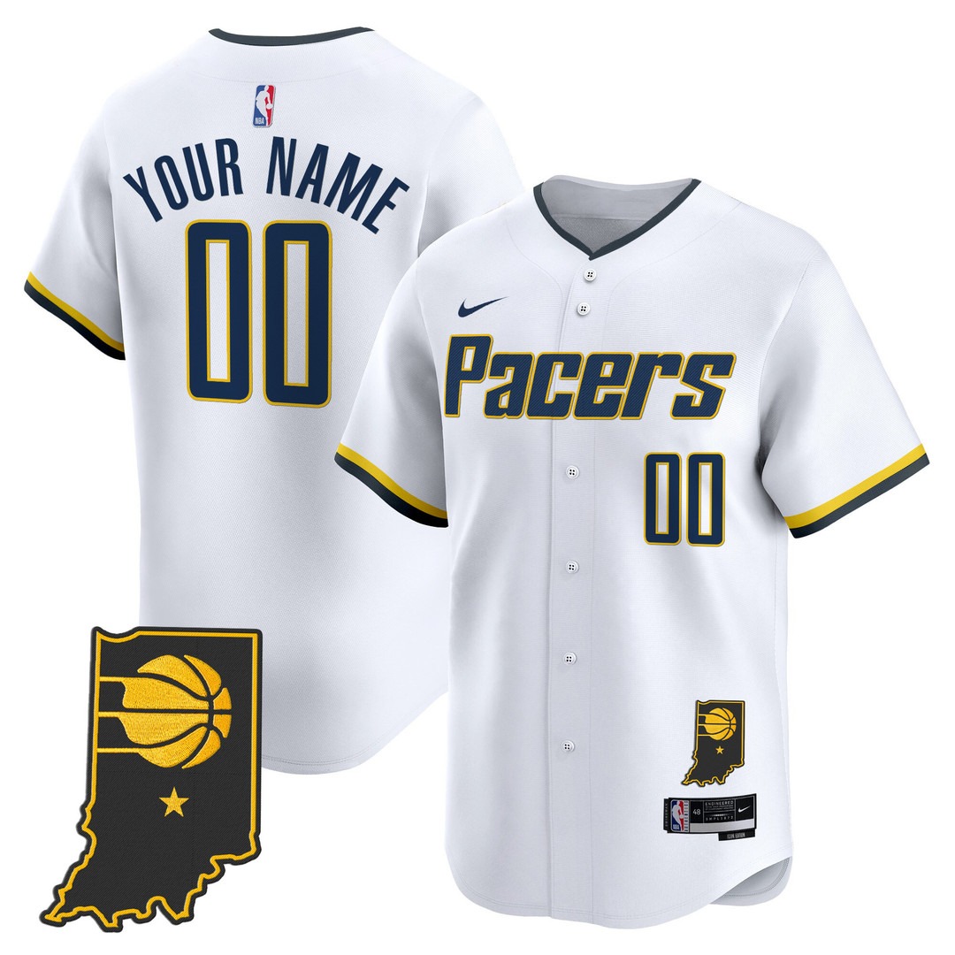 Indiana Pacers Vapor Baseball Custom Jersey Association White - All Stitched
