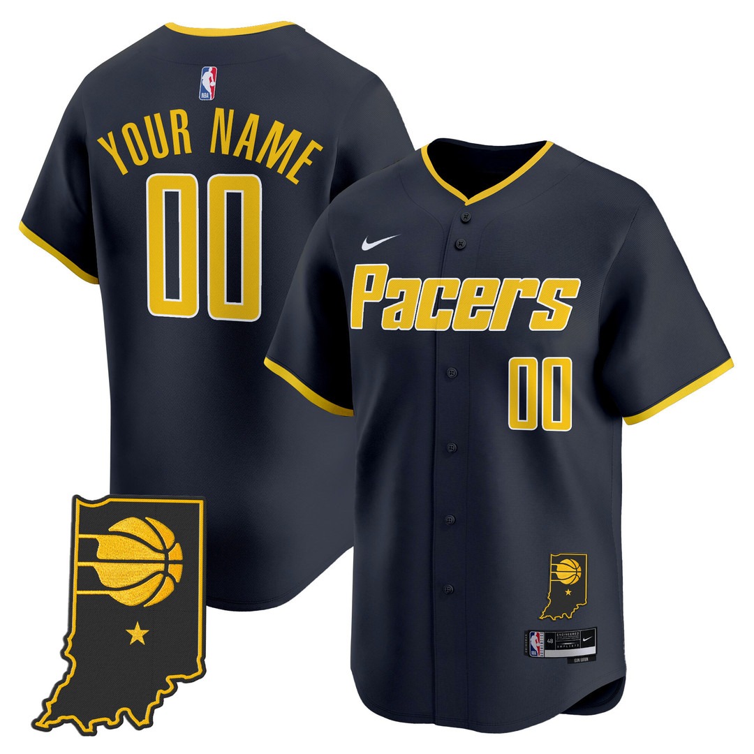 Indiana Pacers Vapor Baseball Custom Jersey Icon Navy - All Stitched