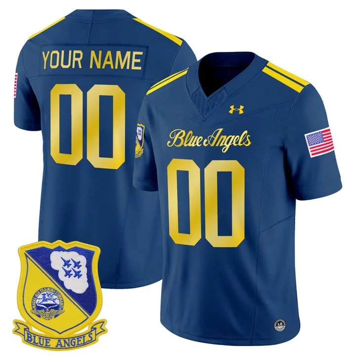 Navy Midshipmen Custom Blue Angels 2025 Stitched NCAA Football Jersey