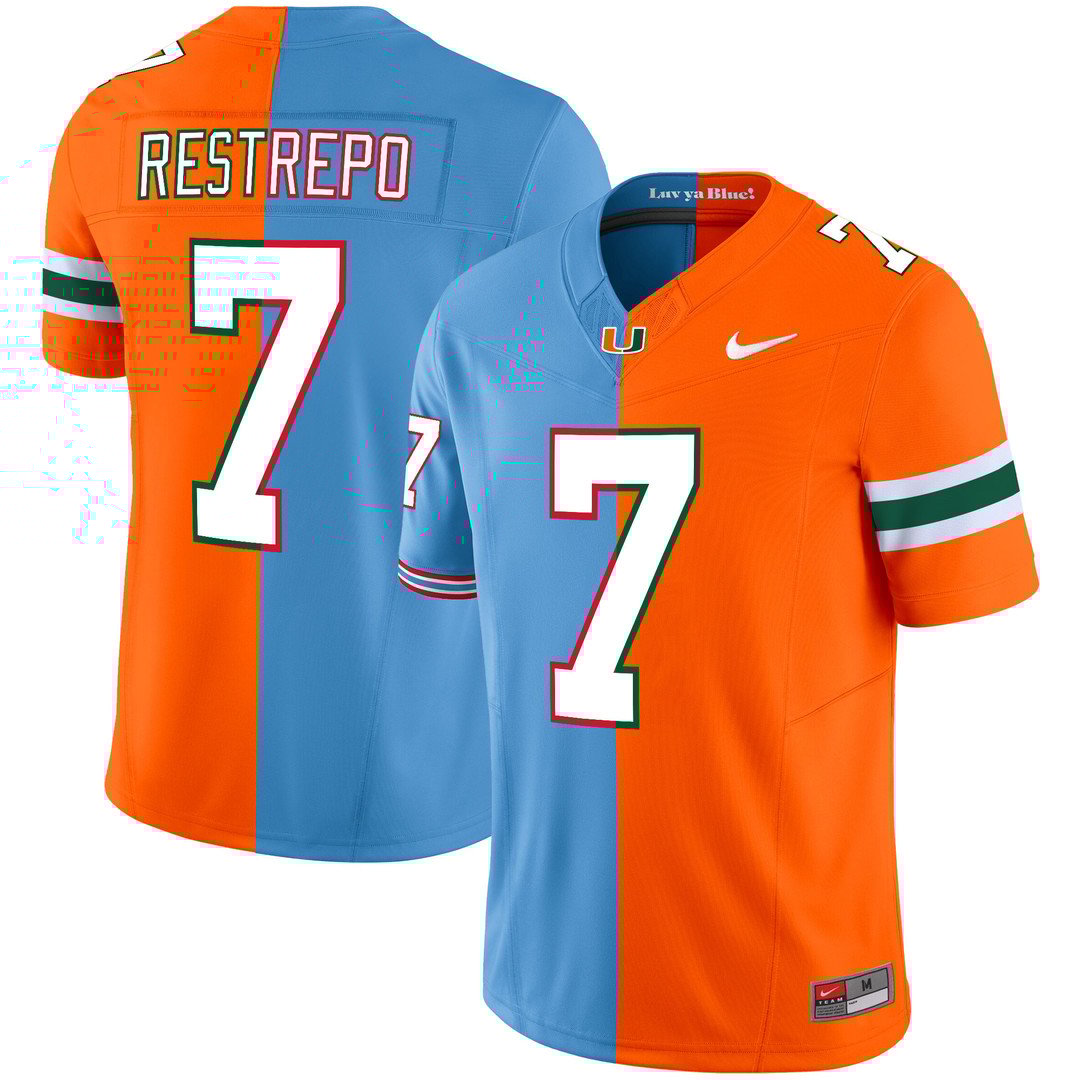 Men's Xavier Restrepo Miami Hurricanes x Tennessee Titans Split Vapor Limited Jersey V2