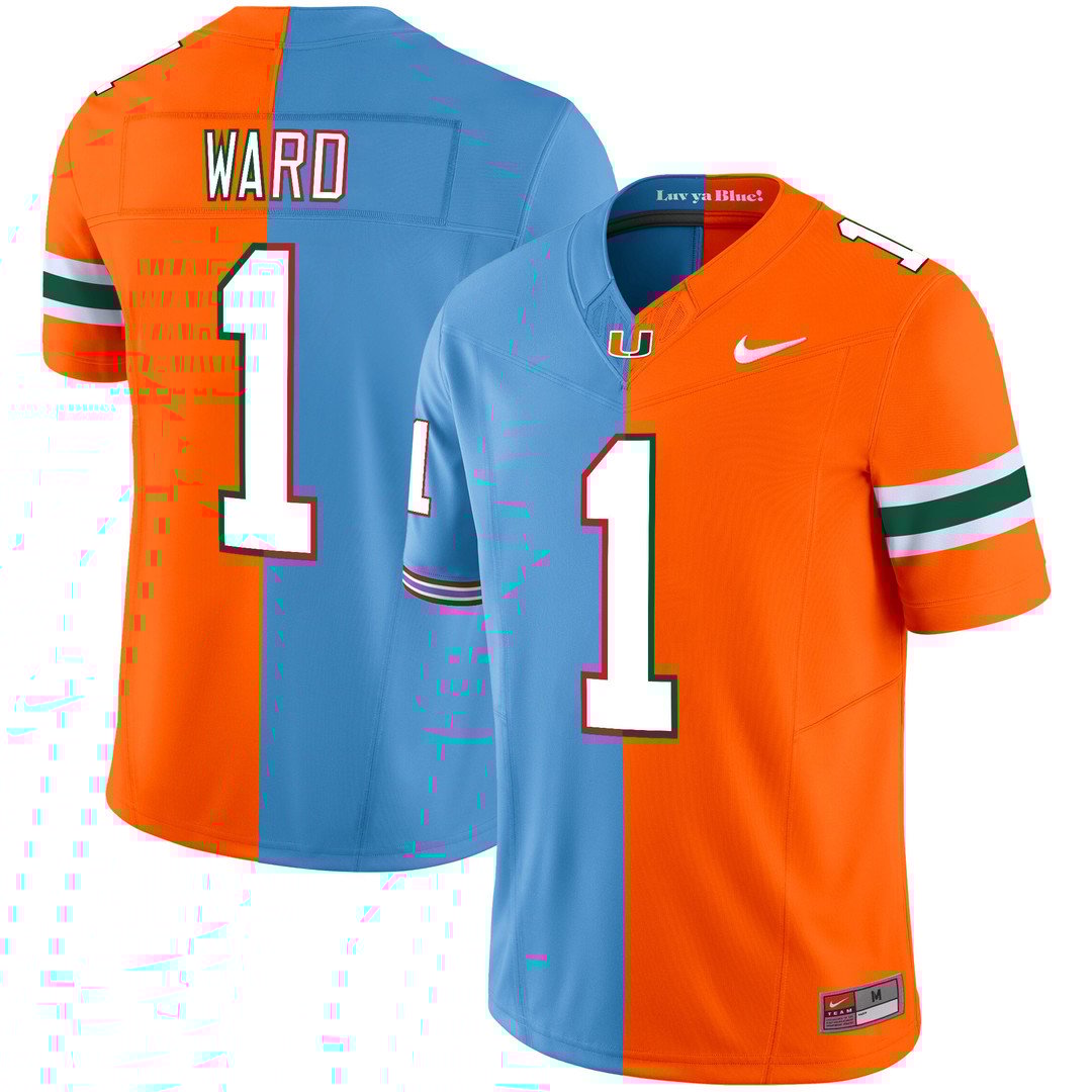 Men's Cam Ward Miami Hurricanes x Tennessee Titans Split Vapor Limited Jersey V2