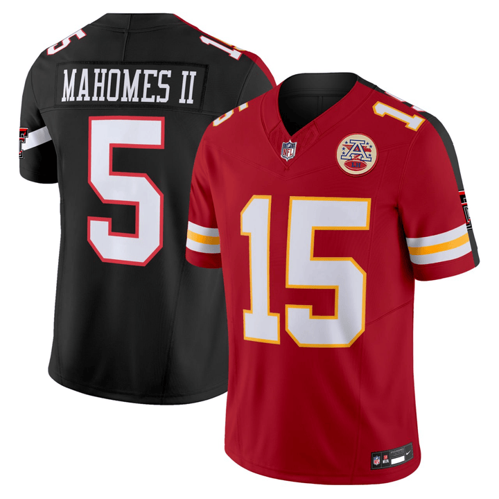 Men's Patrick MaHomes Kansas City Chiefs & Texas Tech Red Raiders Split Jersey - All Stitched