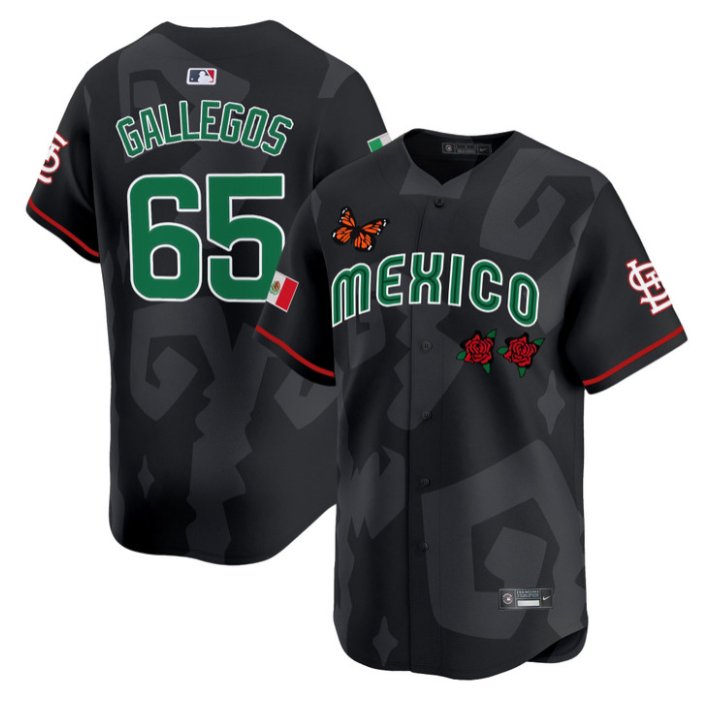 Men's St. Louis Cardinals #65 Giovanny Gallegos Black 2025 Mexican Heritage x Sentrock Limited Stitched Baseball Jersey