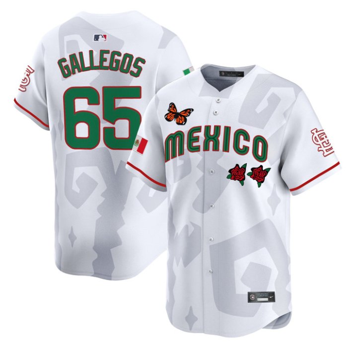 Men's St. Louis Cardinals #65 Giovanny Gallegos White 2025 Mexican Heritage x Sentrock Limited Stitched Baseball Jersey