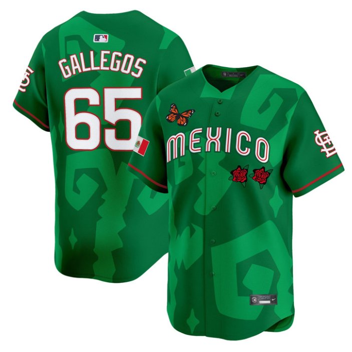 Men's St. Louis Cardinals #65 Giovanny Gallegos Green 2025 Mexican Heritage x Sentrock Limited Stitched Baseball Jersey