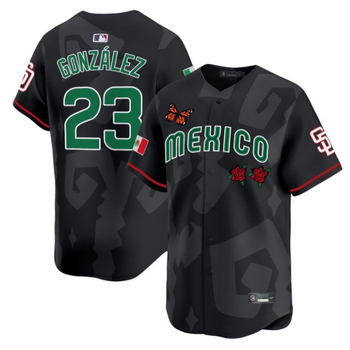 Men's San Diego Padres #23 Adrian Gonzalez Black Mexican Heritage 2025 Sentrock Vapor Limited Stitched Baseball Jersey
