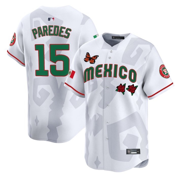 Men's Houston Astros #15 Isaac Paredes White Mexican Heritage 2025 Sentrock Limited Stitched Baseball Jersey