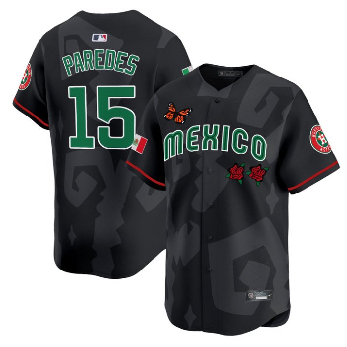 Men's Houston Astros #15 Isaac Paredes Black Mexican Heritage 2025 Sentrock Limited Stitched Baseball Jersey