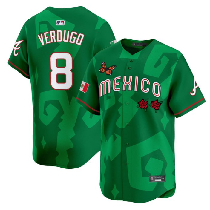 Men's Atlanta Braves #8 Alex Verdugo Green 2025 Mexican Heritage x Sentrock Limited Stitched Baseball Jersey