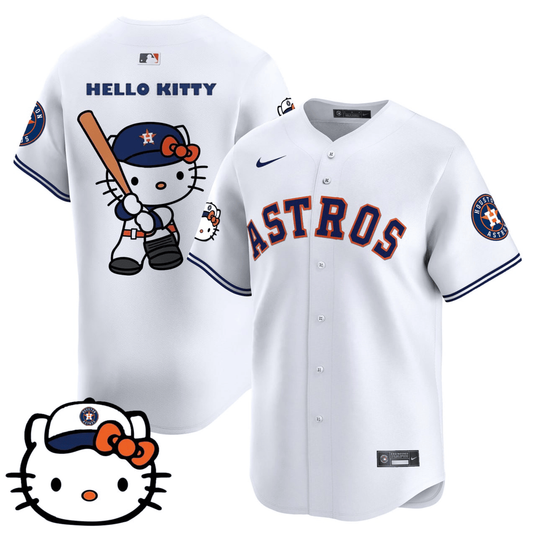Men's Houston Astros x Hello Kitty White Nike Limited Jersey - All Stitched