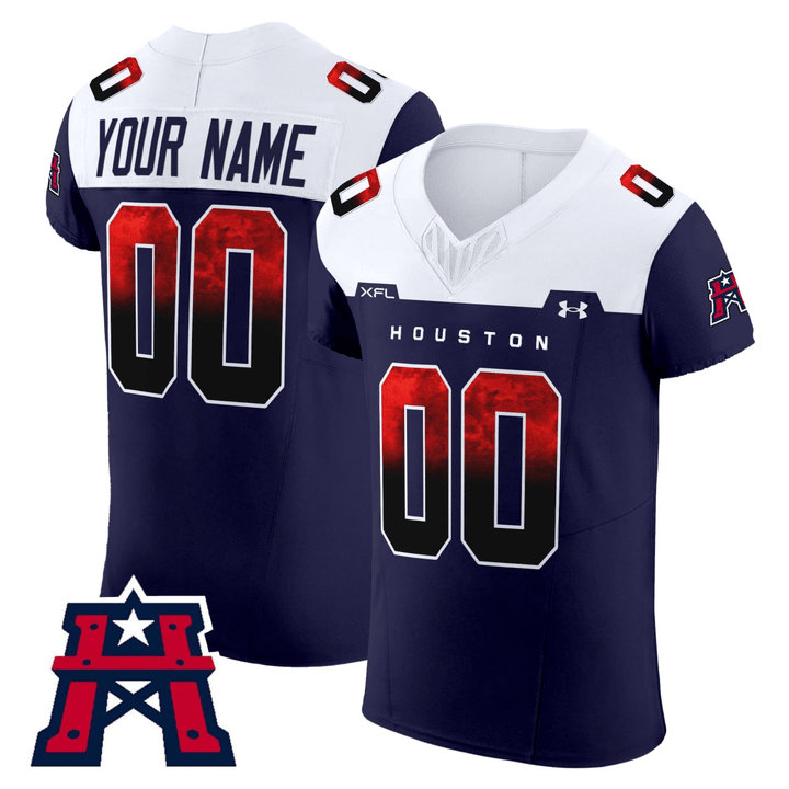 Houston Roughnecks Custom Navy Stitched XFL Football Jersey
