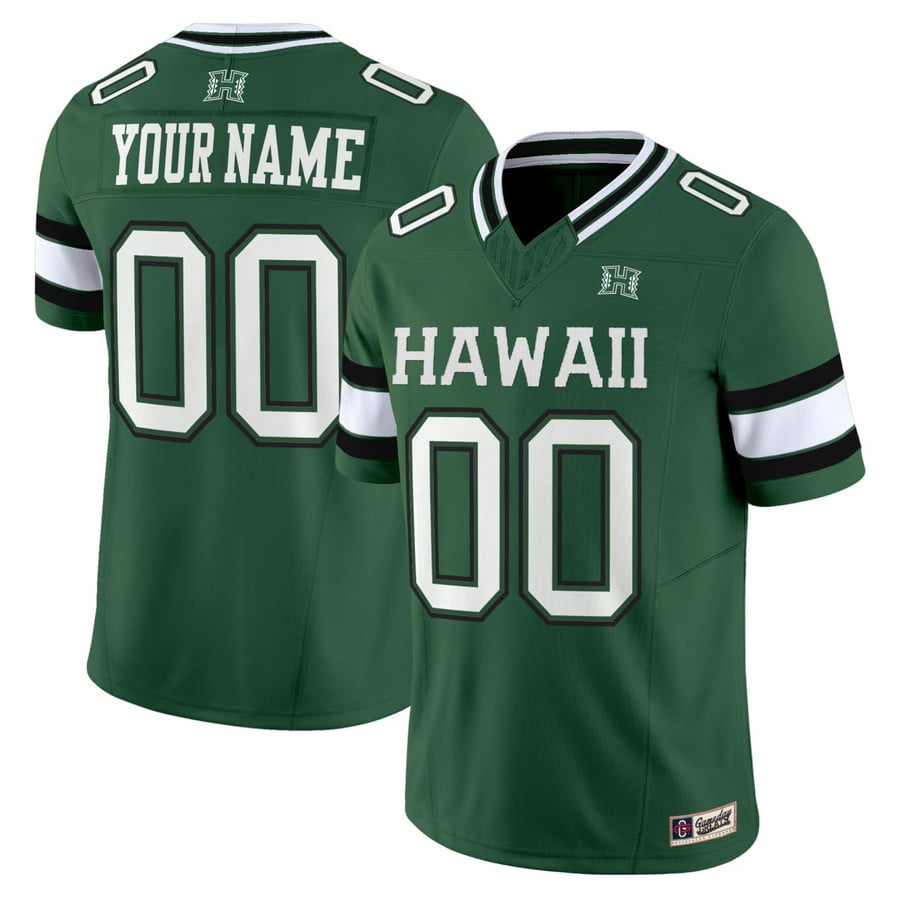 Mountain West Hawaii Rainbow Warriors football Green Custom Jersey - All Stitched