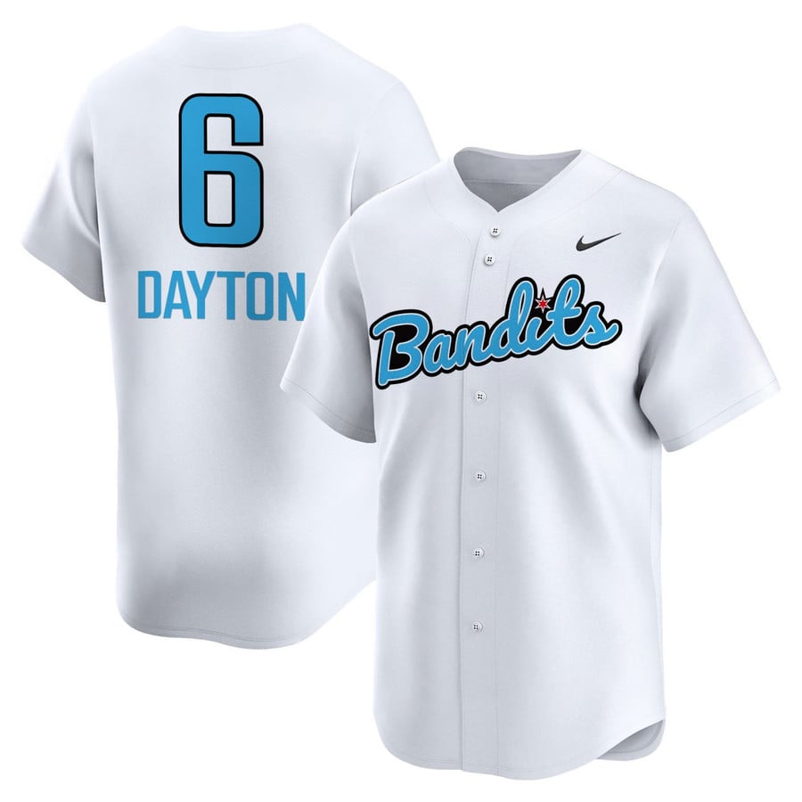 Men's Bella Dayton #6 AUSL Bandits Nike Limited White 'Baseball‘ Stitched Jersey