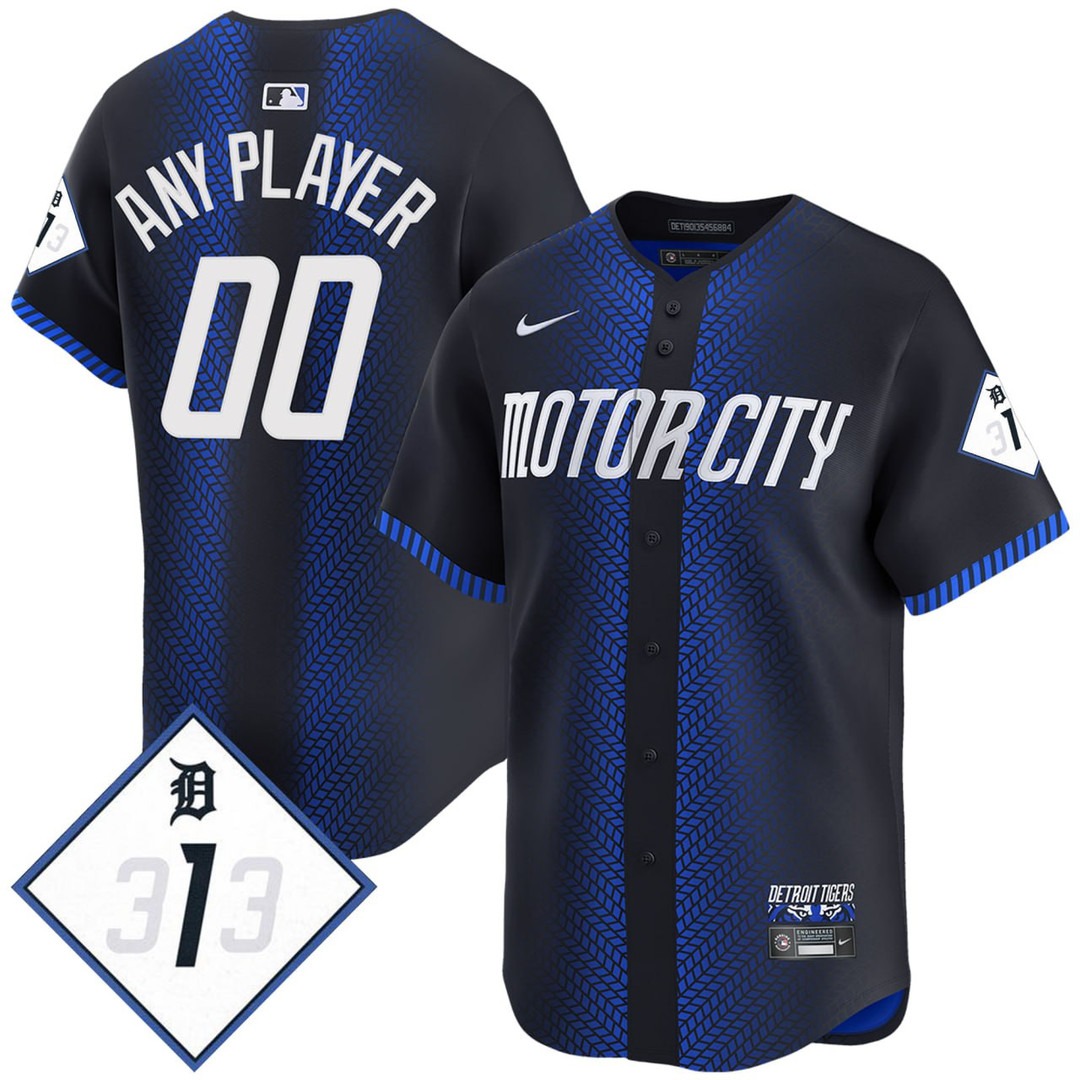 Detroit Tigers 2024 City Connect Navy Custom Jersey - All Stitched