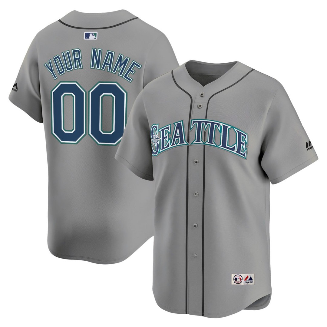 Seattle Mariners Grey Limited Custom Jersey - All Stitched