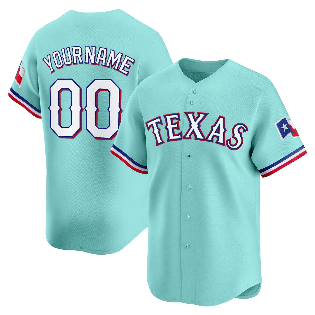 Texas Rangers Turquoise Custom Baseball Jersey - All Stitched