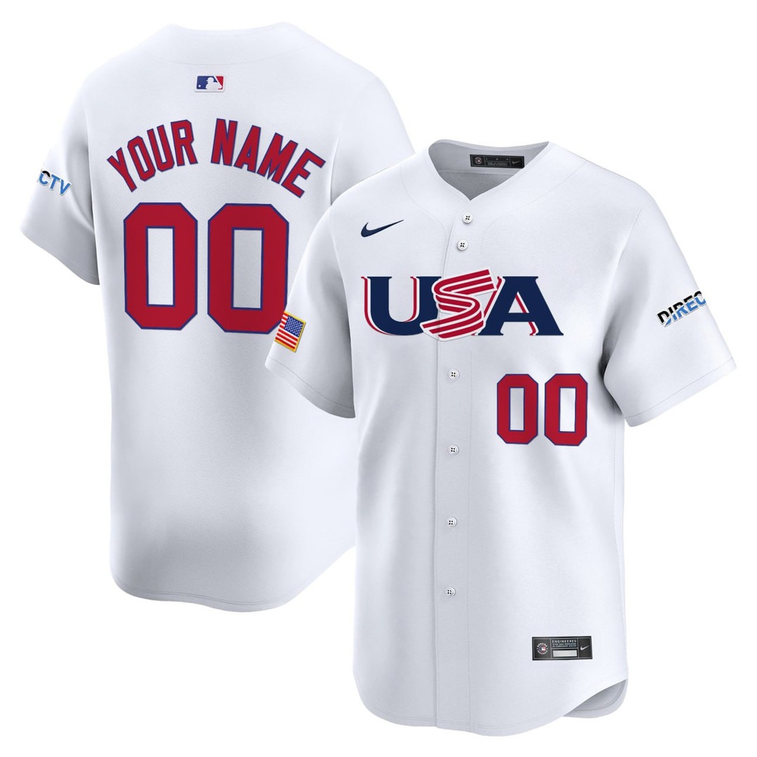 Team USA Baseball Custom White Jersey - All Stitched