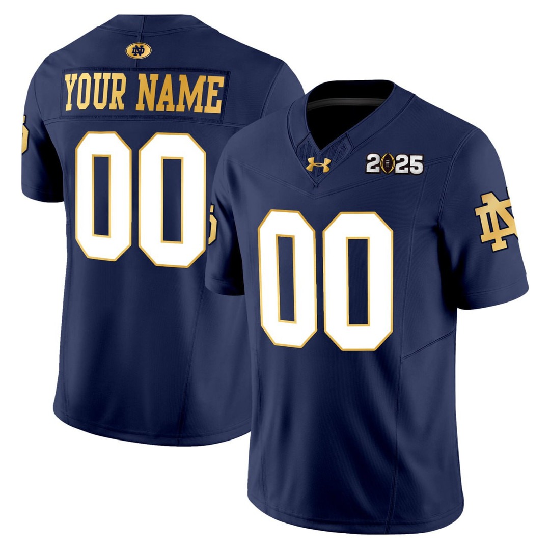 Notre Dame Fighting Irish 2025 Navy Custom Jersey - All Stitched