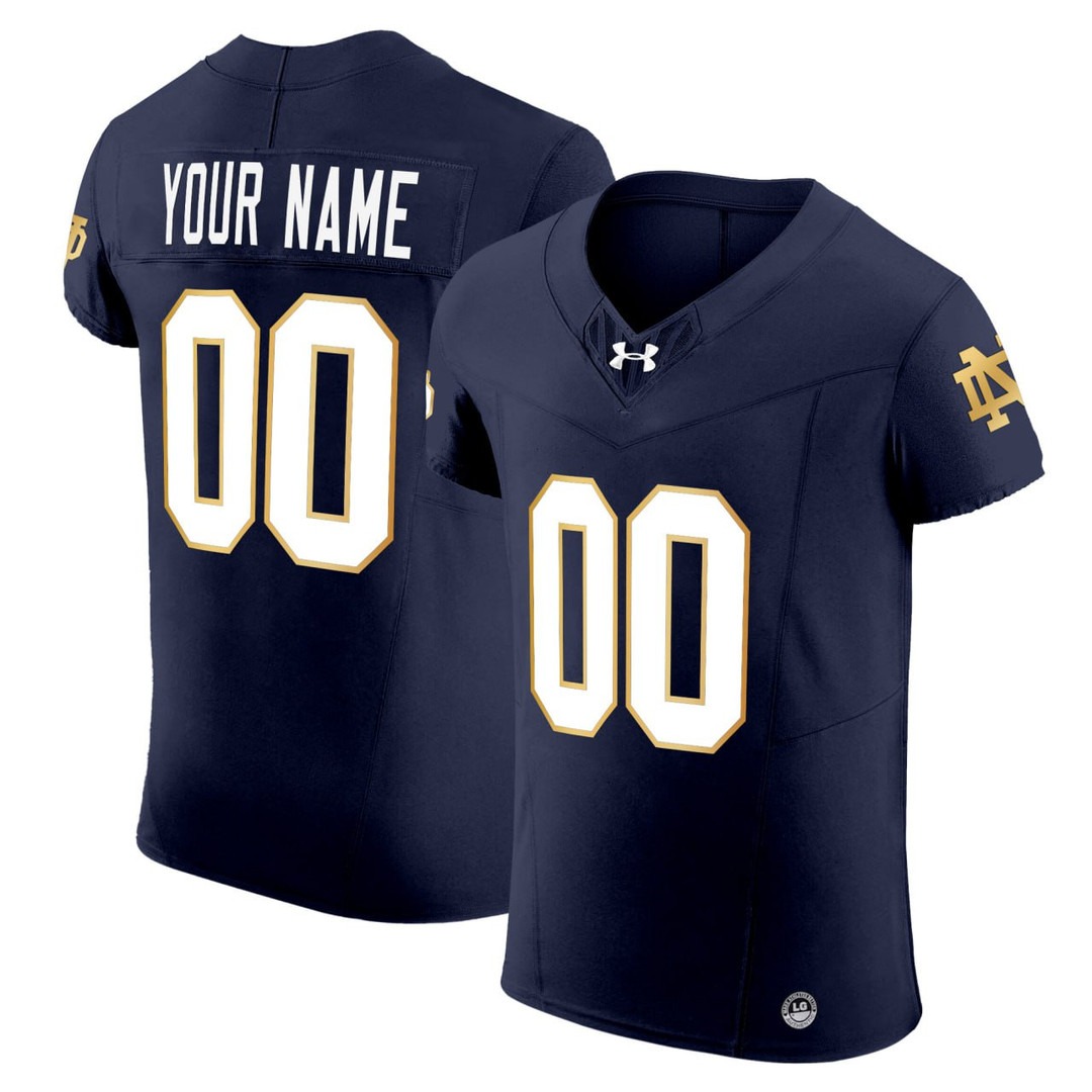 Notre Dame Fighting Irish Navy Custom Jersey - All Stitched
