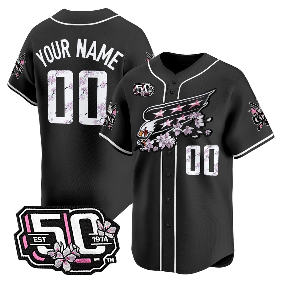 Washington Capitals 2025 Baseball Custom 50th Anniversary Cherry Blossom Style Vapor Premier Limited Jersey Black - All Stitched