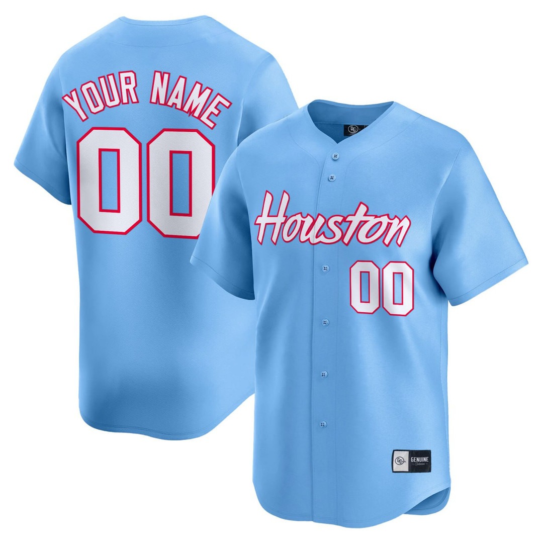 University of Houston Baseball Light Blue Custom Jersey - All Stitched