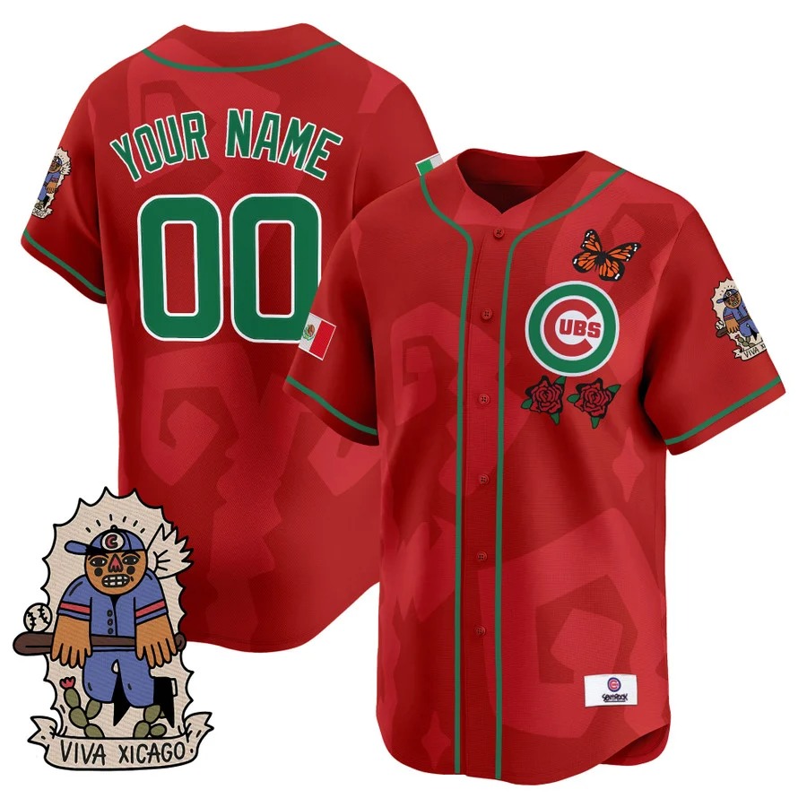 Chicago Cubs 2025 Mexican Heritage Vapor Premier Limited Custom Red Jersey - Stitched