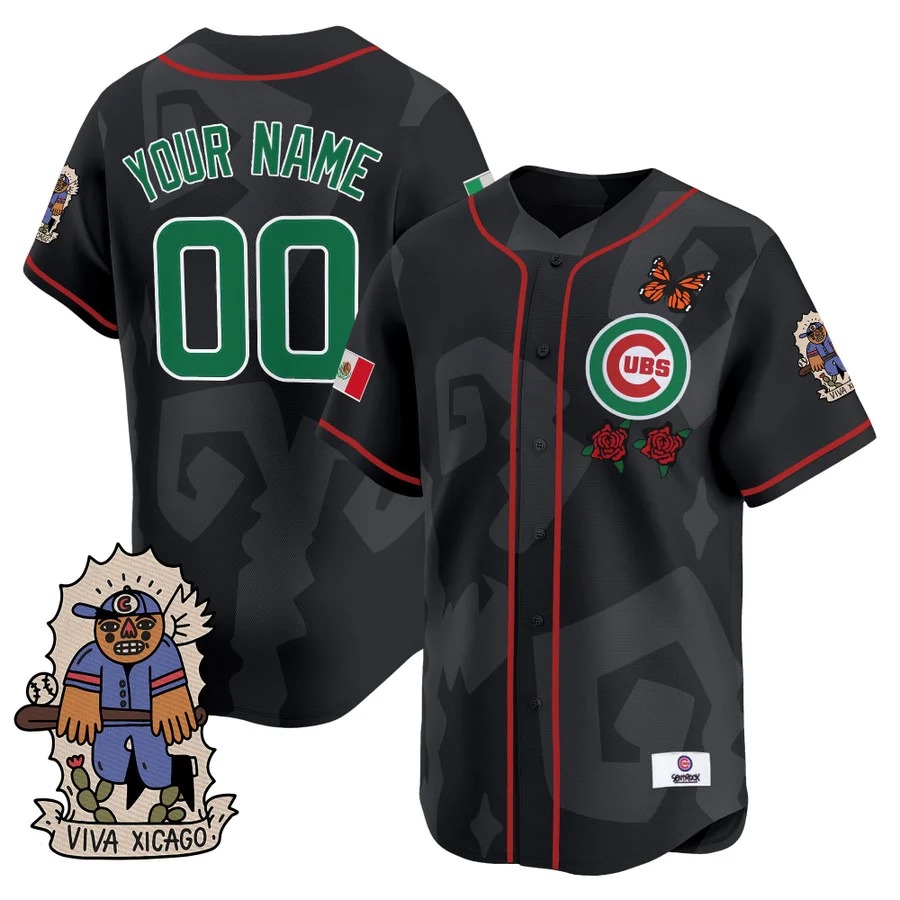 Chicago Cubs 2025 Mexican Heritage Vapor Premier Limited Custom Black Jersey - Stitched
