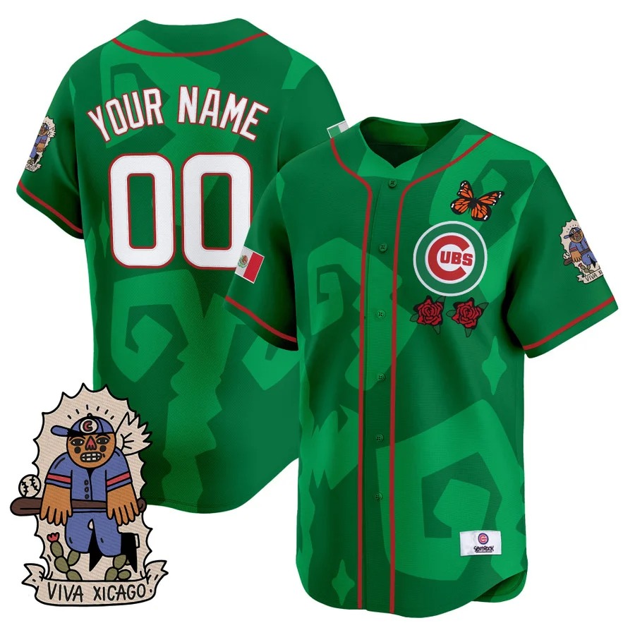 Chicago Cubs 2025 Mexican Heritage Vapor Premier Limited Custom Green Jersey - Stitched