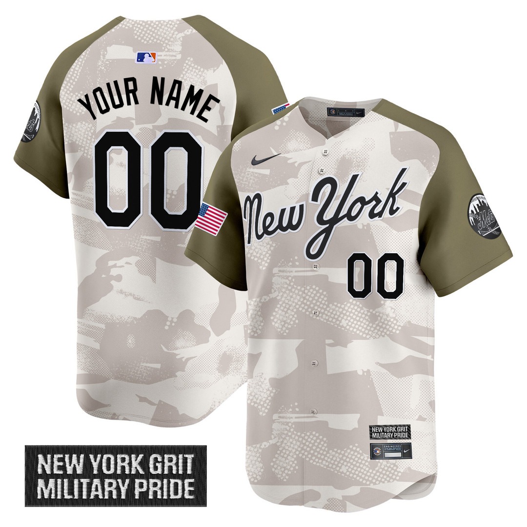 Men's New York Mets Camo 2025 Armed Forces Day Vapor Premier Limited Jersey Alternate - All Stitched