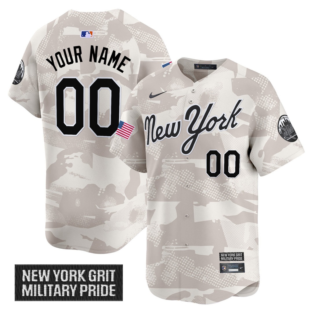 Men's New York Mets Camo 2025 Armed Forces Day Vapor Premier Limited Jersey - All Stitched