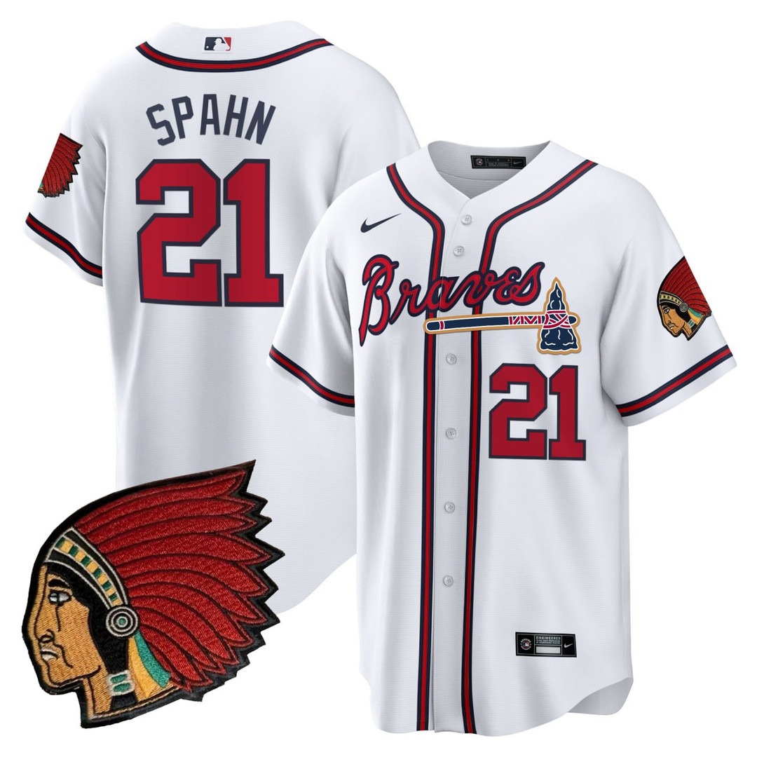 Men's Warren Spahn #21 Milwaukee Braves White Jersey - All Stitched