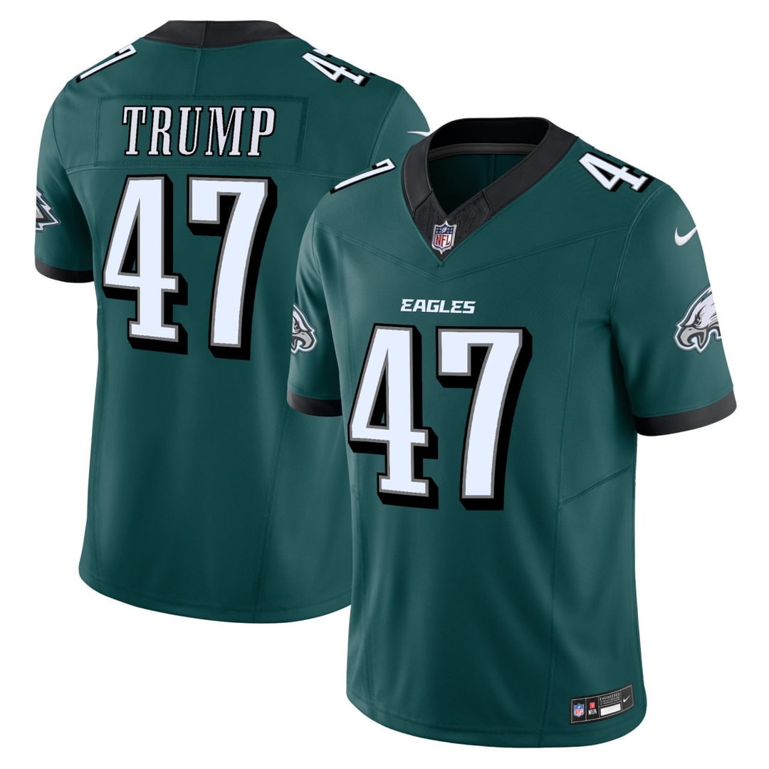 Men's Donald Trump #47 Philadelphia Eagles Midnight Green Jersey - All Stitched