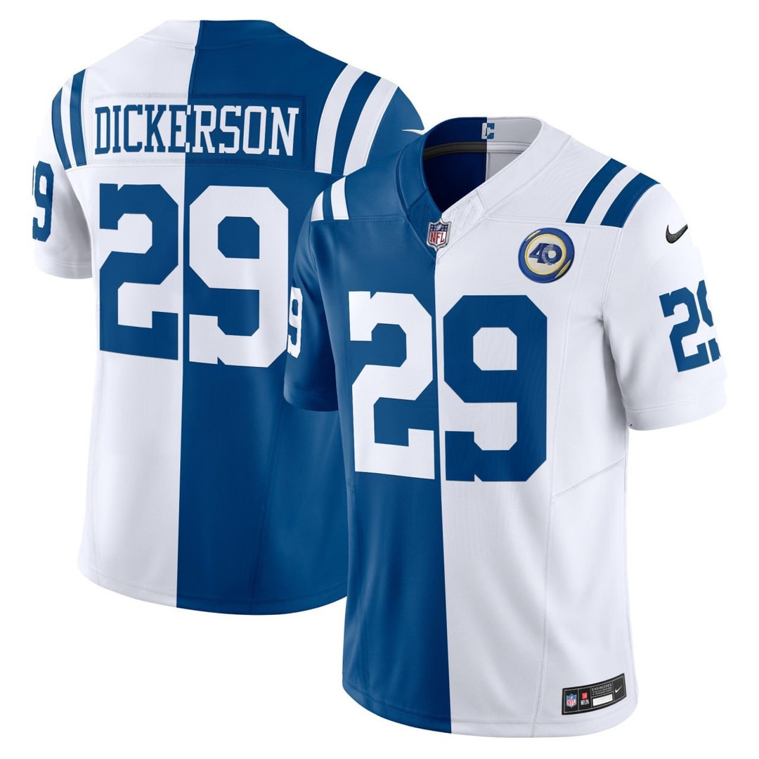 Men's Eric Dickerson #29 Indianapolis Colts Split Jersey - All Stitched