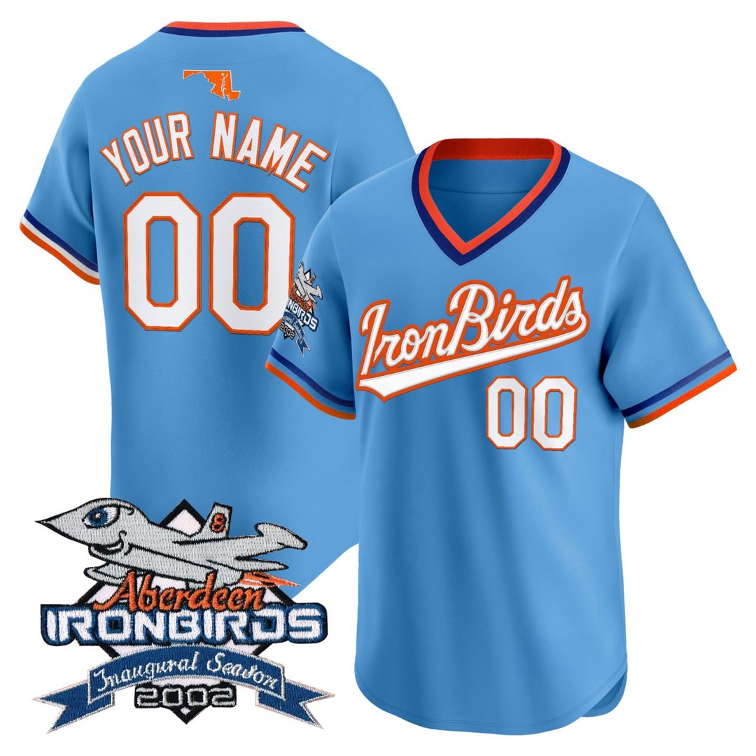 Aberdeen IronBirds Light Blue Custom Jersey - All Stitched