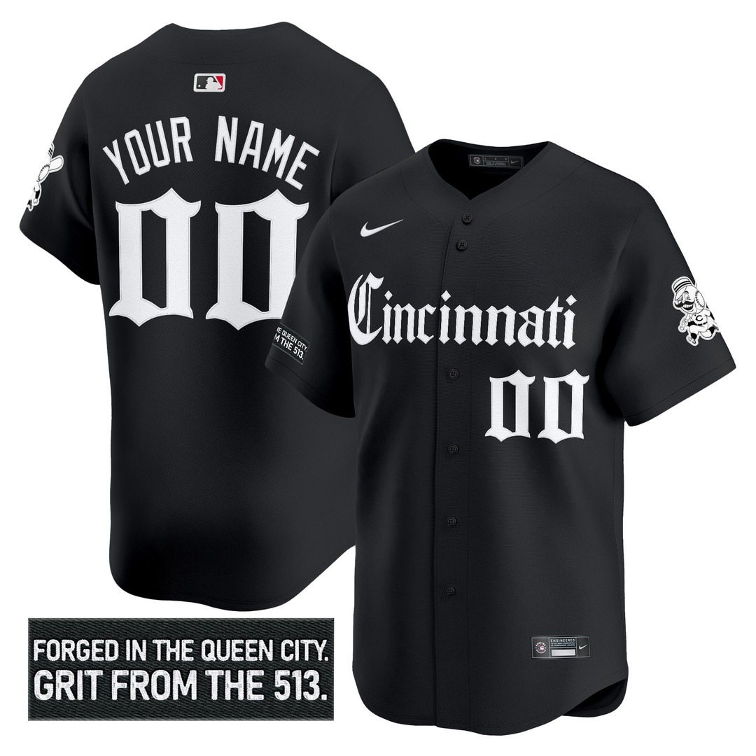 Cincinnati Reds 'Gothic Queen City Edition' Vapor Premier Limited Custom Jersey Black - All Stitched