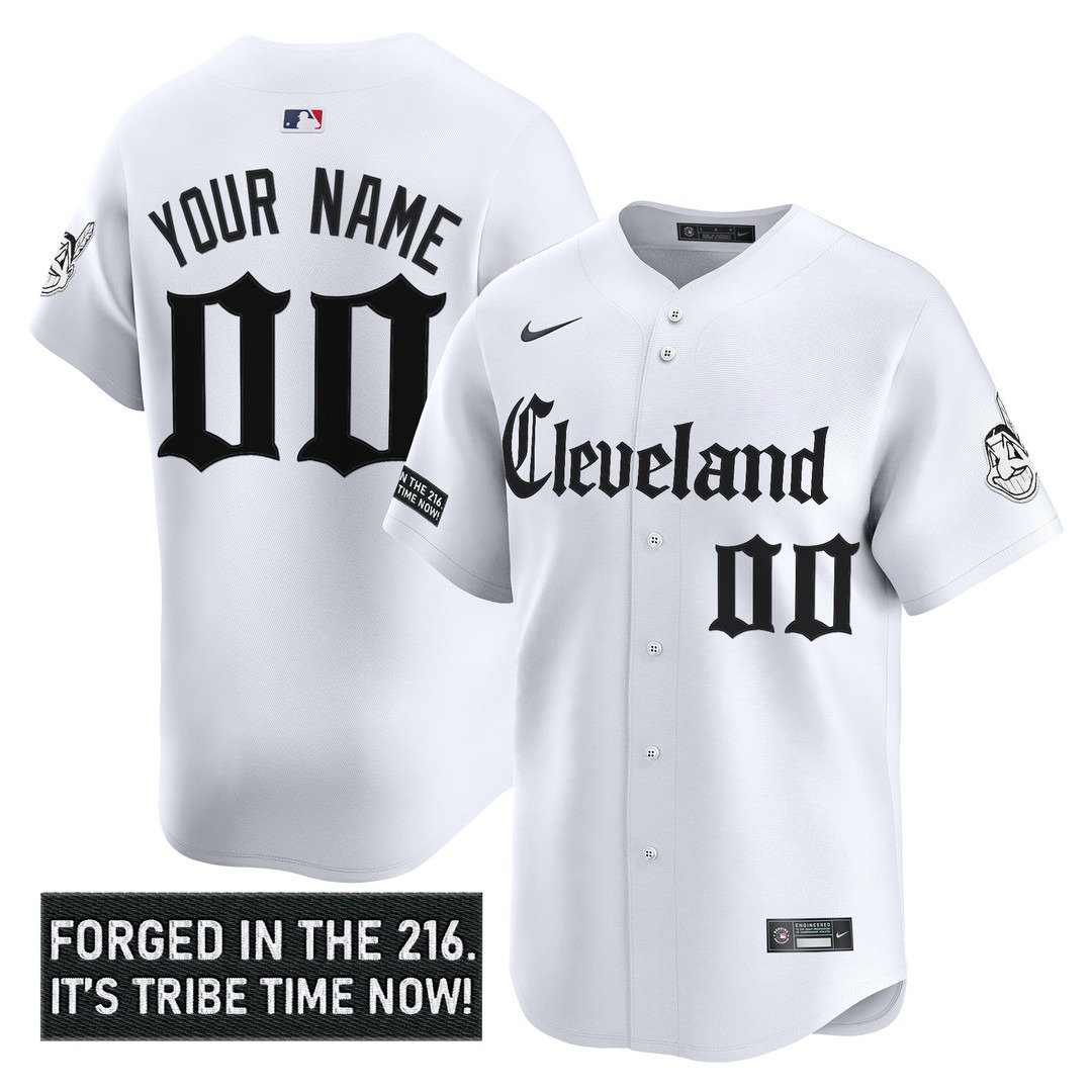 Cleveland Indians 'Gothic Iron Edition' Vapor Premier Limited Custom Jersey White - All Stitched