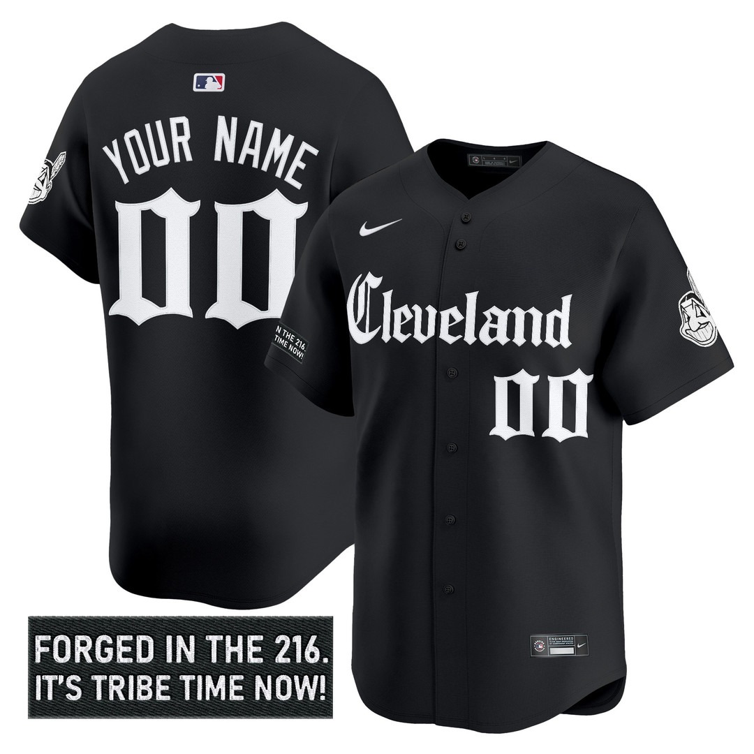 Cleveland Indians 'Gothic Iron Edition' Vapor Premier Limited Custom Jersey Black - All Stitched