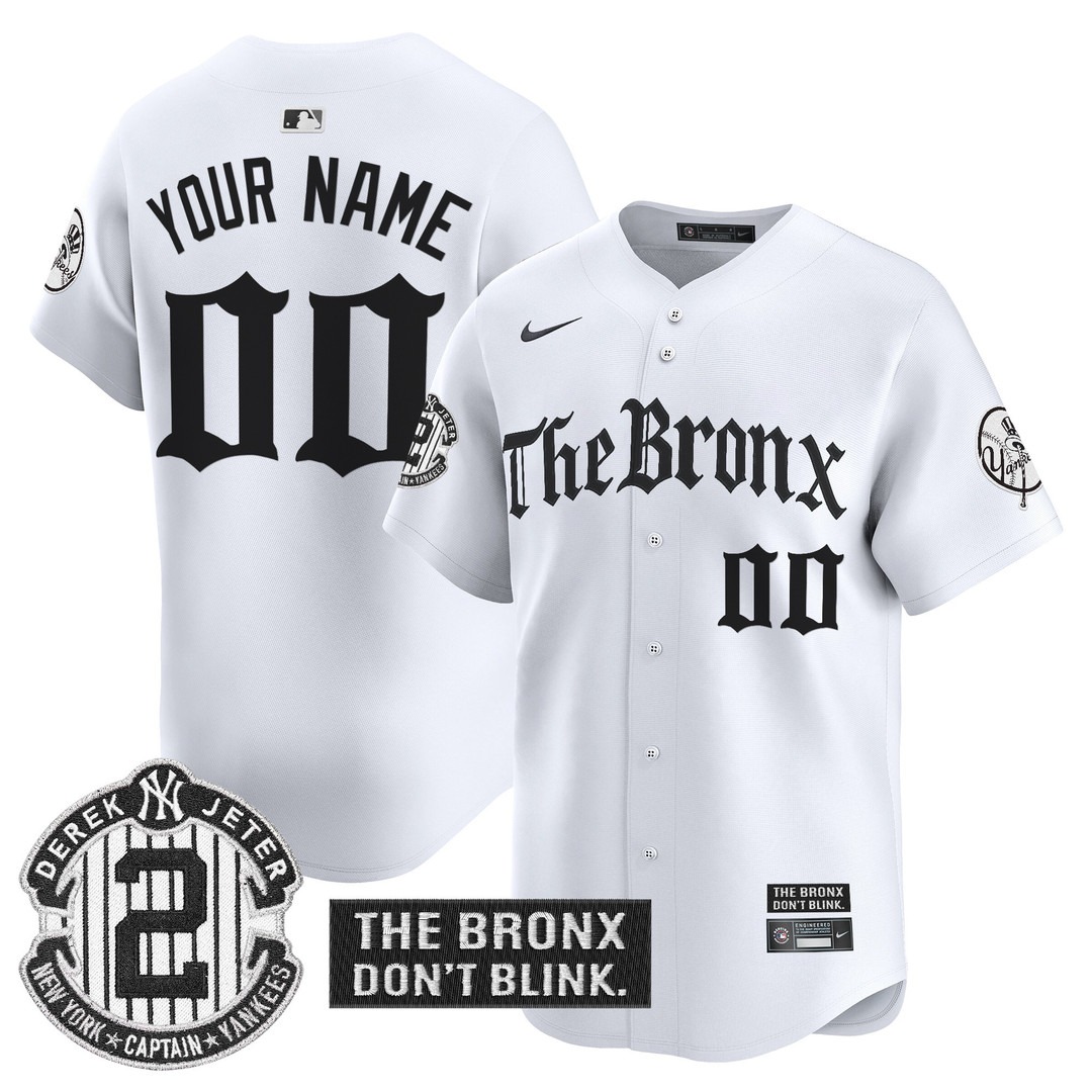 Yankees 'The Bronx - Gothic Ink Drop Edition' Vapor Premier Limited Custom White Jersey - All Stitched