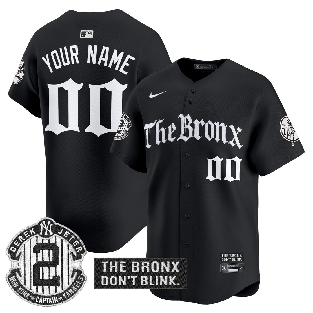 Yankees 'The Bronx - Gothic Ink Drop Edition' Vapor Premier Limited Custom Black Jersey - All Stitched