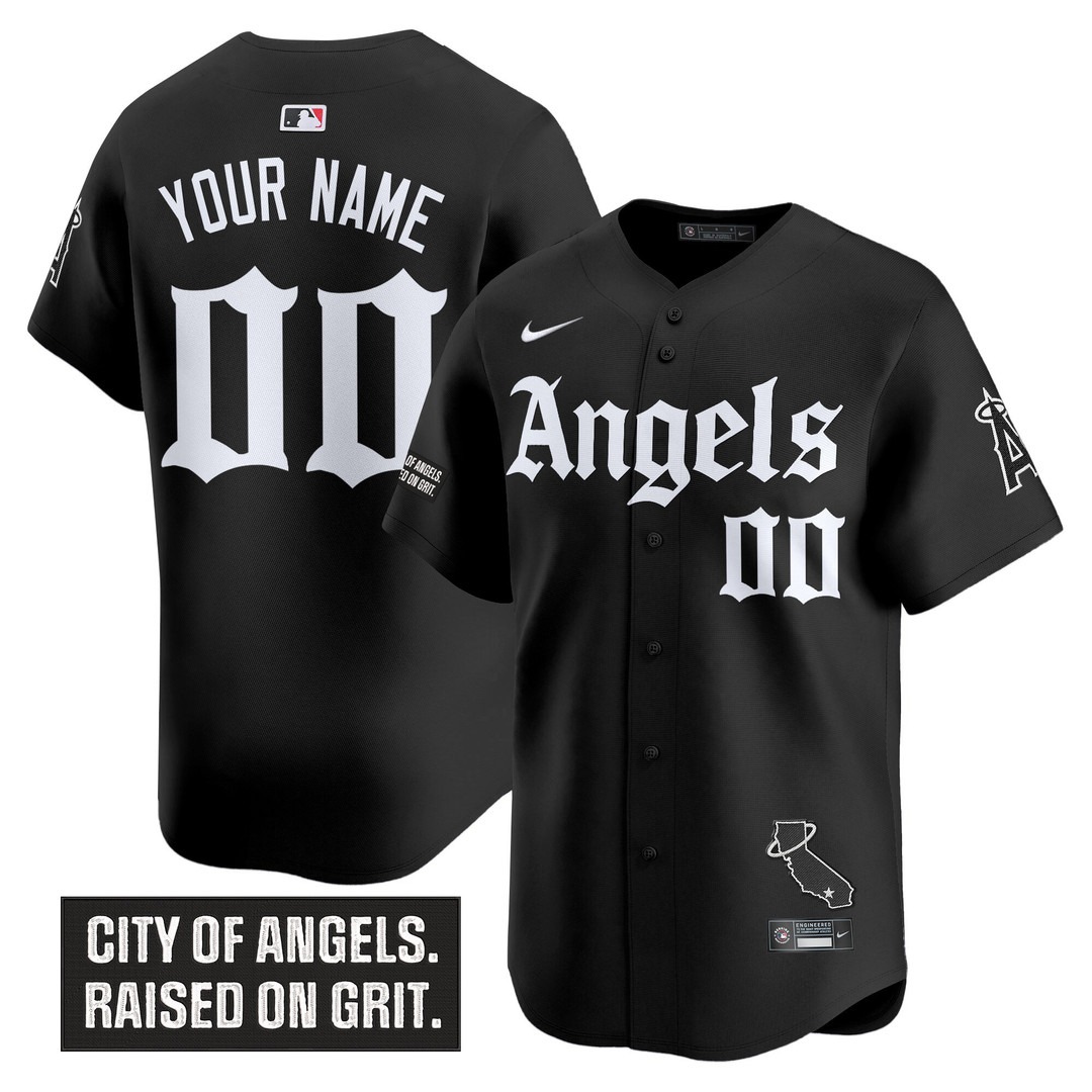 Los Angeles Angels 'Gothic Halo Edition' Vapor Premier Limited Custom Jersey Black - All Stitched