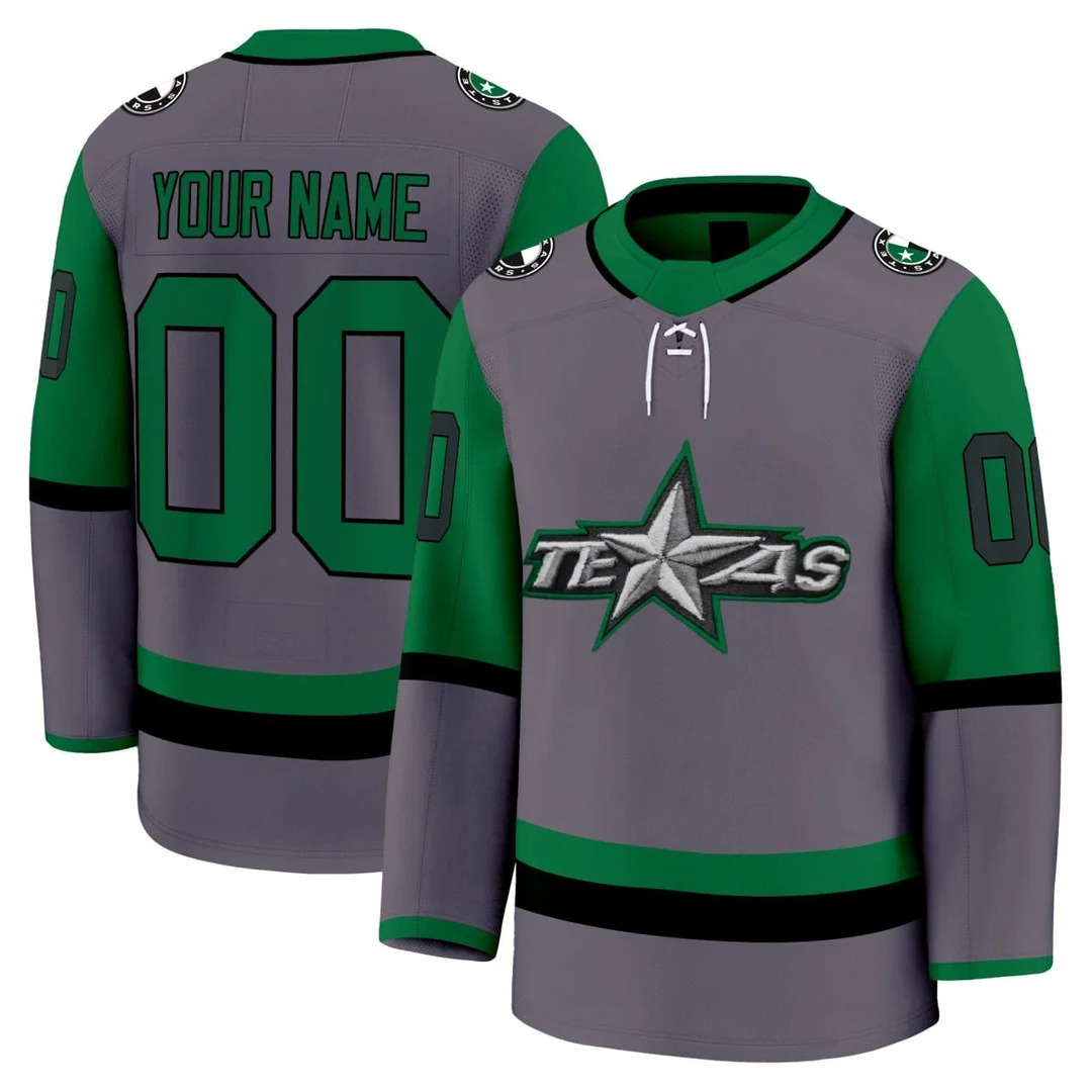 Texas Stars Hockey Gray Custom Jersey - All Stitched