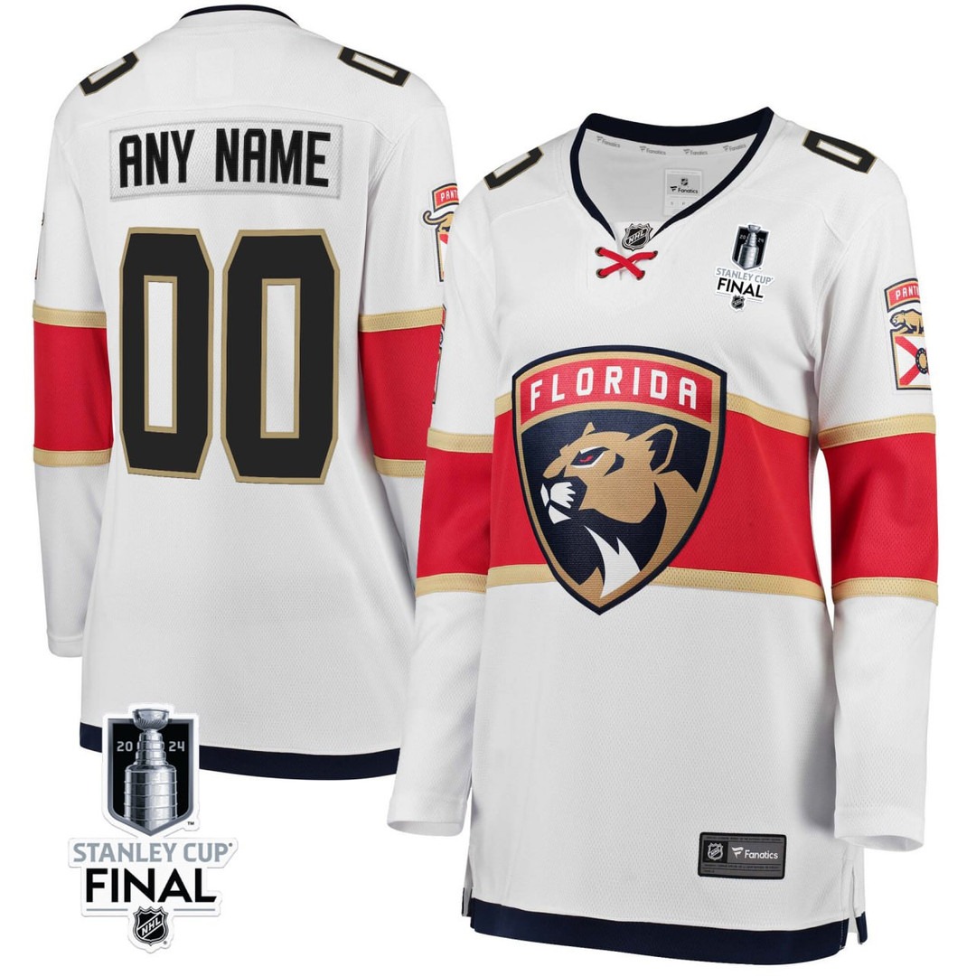 Women's Florida Panthers White 2024 Stanley Cup Final Custom Jersey - All Stitched