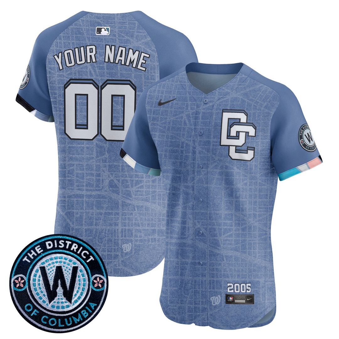 Washington Nationals Blue 2025 City Connect Vapor Premier Elite Custom Jersey - Stitched