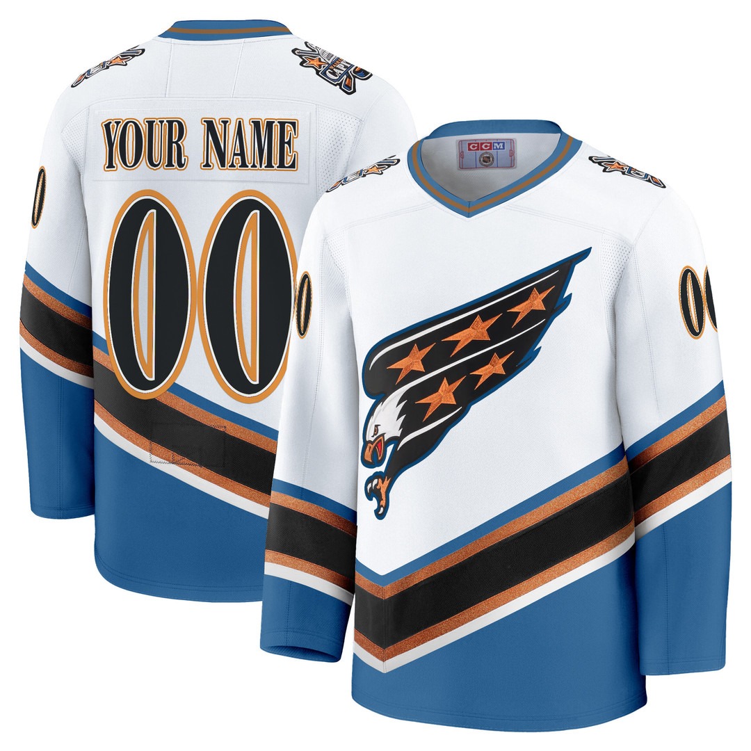 Washington Capitals Screaming Eagle White Custom Jersey Collection (1995-2024) - All Stitched