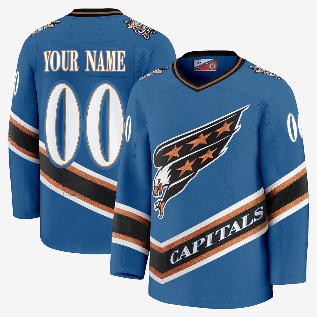 Washington Capitals Screaming Eagle Blue Custom Jersey Collection (1995-2024) - All Stitched